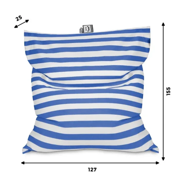 Pouf XL à rayures blanc & bleu