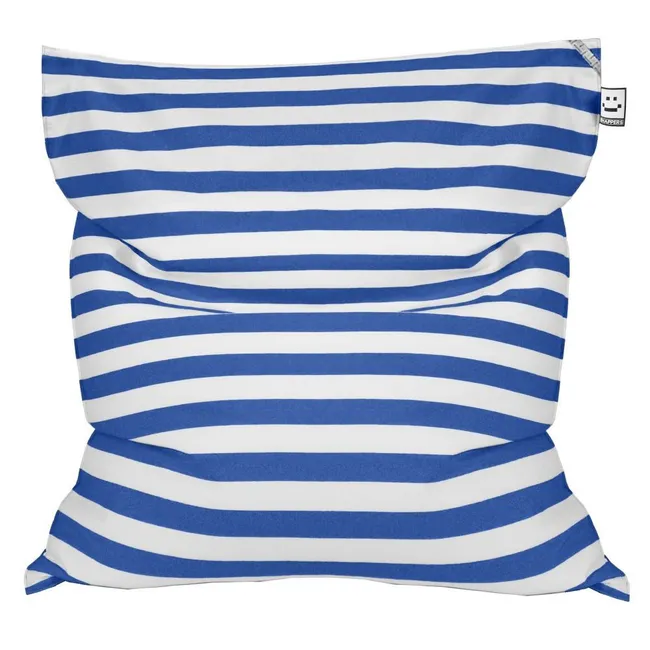 Pouf XL à rayures blanc & bleu